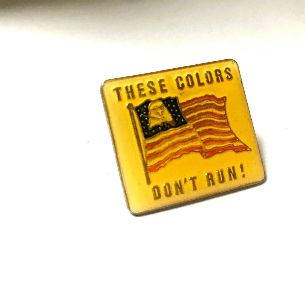 Vintage United States Military These Colors Don't Run USA Flag Eagle enamel pin